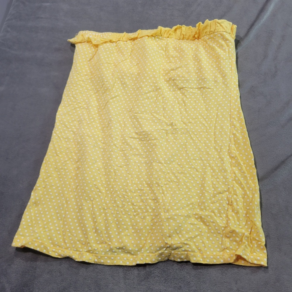 Next Era Couture Yellow Polka Dot Tube Top XL Strapless Ruffle Cotton 2423